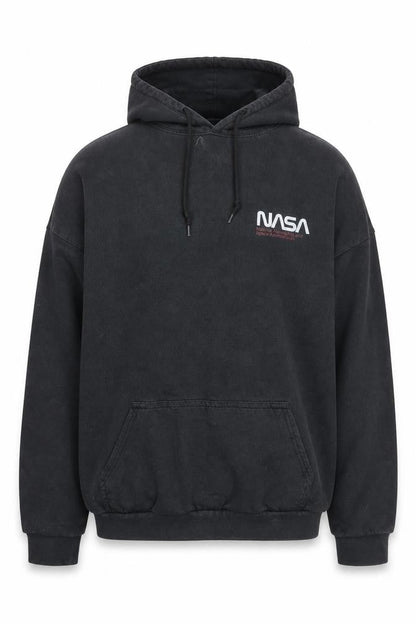 NASA Men's Black Pullover Hoodie Size L Regular Fit Graphic Print