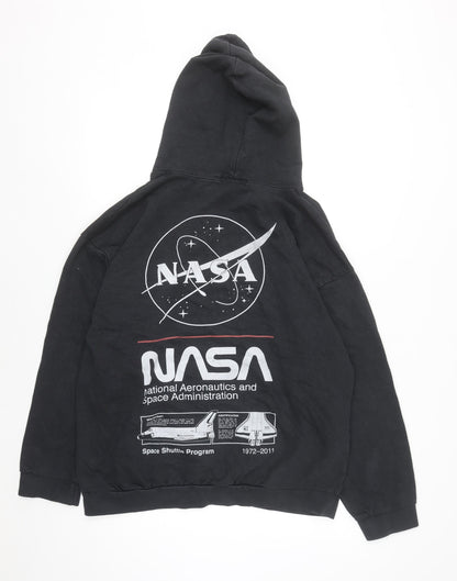 NASA Men's Black Pullover Hoodie Size L Regular Fit Graphic Print