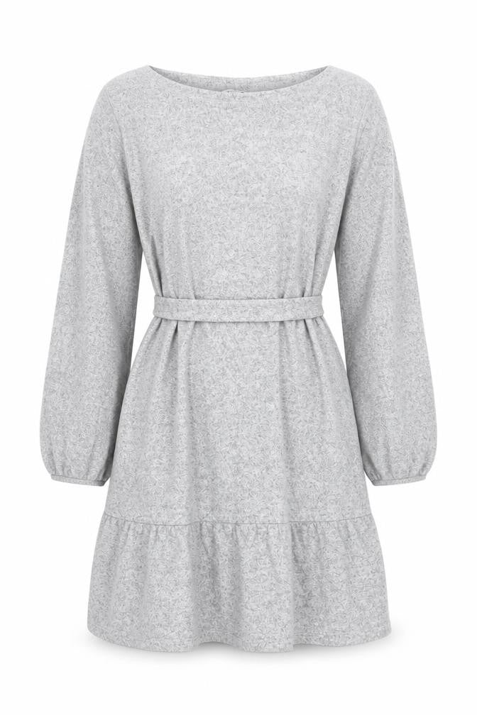 Next Women Grey Knit Belted Fit & Flare Dress Size 10