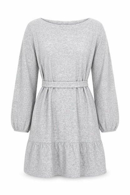 Next Women Grey Knit Belted Fit & Flare Dress Size 10