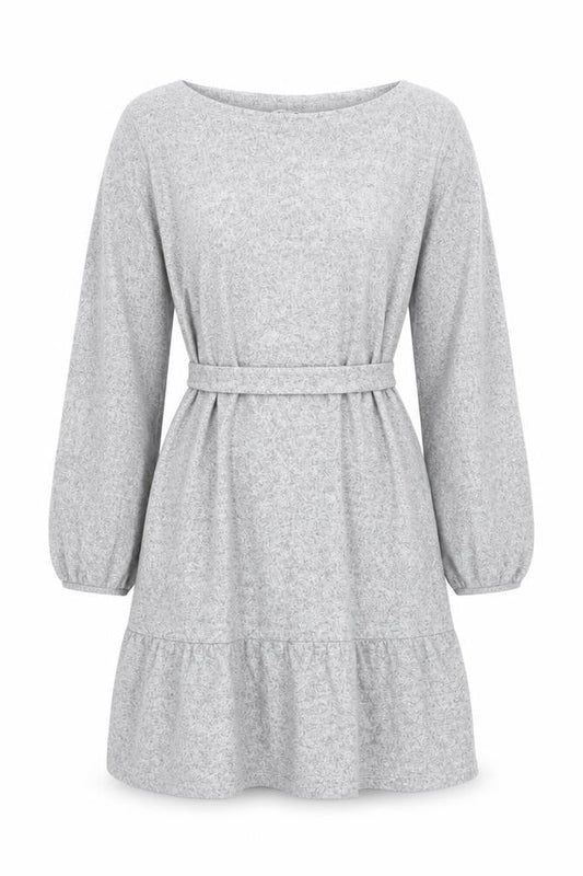Next Women Grey Knit Belted Fit & Flare Dress Size 10