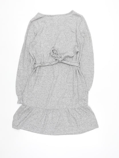 Next Women Grey Knit Belted Fit & Flare Dress Size 10