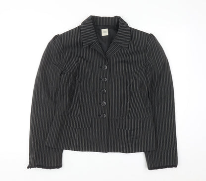 Noa Noa Women's Black Pinstripe Tailored Blazer Jacket Size M