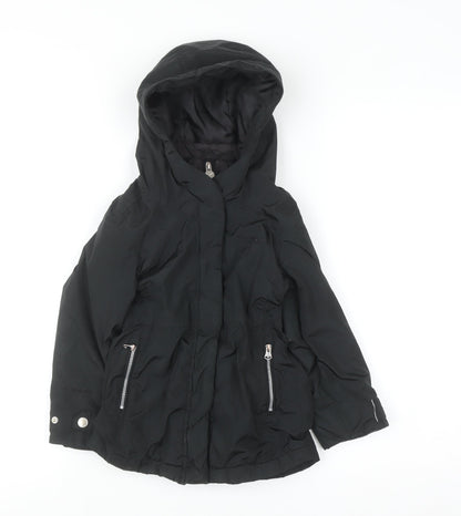 Regatta Girls Black 3-4 Years Hooded Parka Coat Water Resistant Jacket