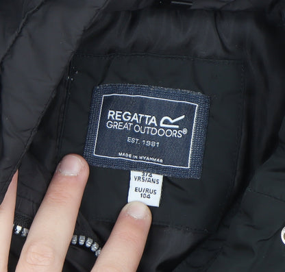 Regatta Girls Black 3-4 Years Hooded Parka Coat Water Resistant Jacket