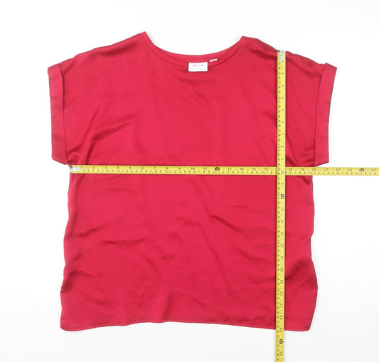 Vila Women's Red Short Sleeve Blouse Size 12