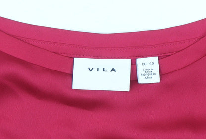 Vila Women's Red Short Sleeve Blouse Size 12