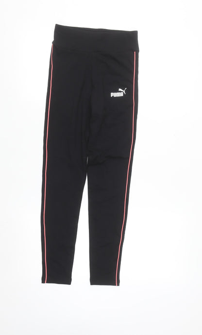 Puma Girls Black Ankle Sports Leggings 11-12 Years Stretch Cotton