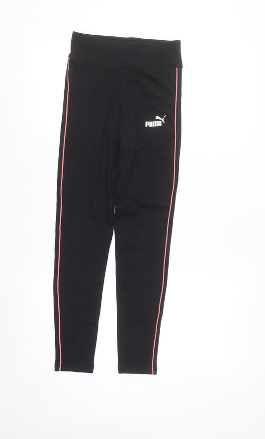 Puma Girls Black Ankle Sports Leggings 11-12 Years Stretch Cotton