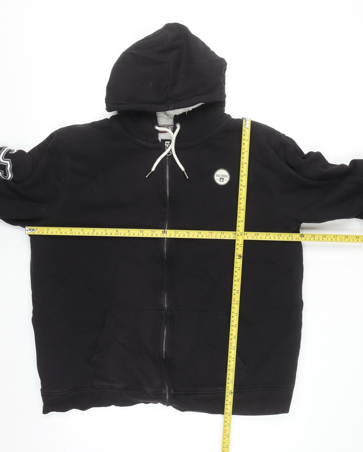 Saltrock Men’s Black Full Zip Hoodie XXL Cotton Fleece Lined