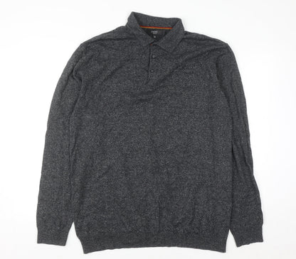 Next Men’s Grey Collared Henley Cotton Knit Jumper XL Tall