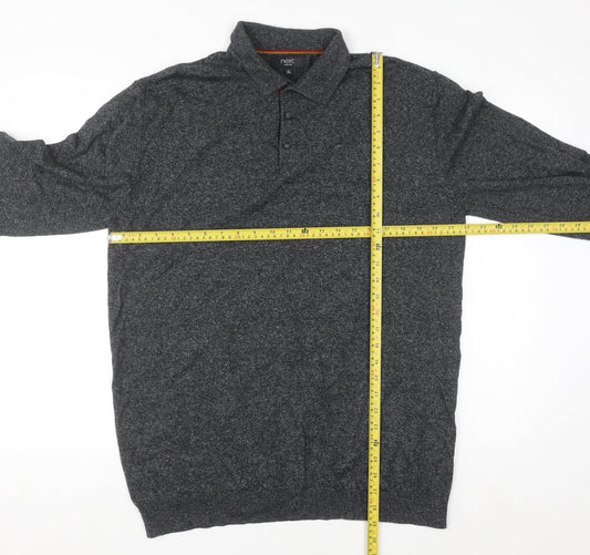 Next Men’s Grey Collared Henley Cotton Knit Jumper XL Tall