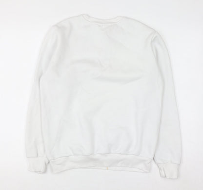 Adidas Boys White 13-14 Years Pullover Sweatshirt with Logo