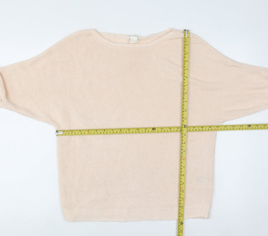 Basic Women Beige 8 Boat Neck Knit 3/4 Sleeve Pullover Jumper