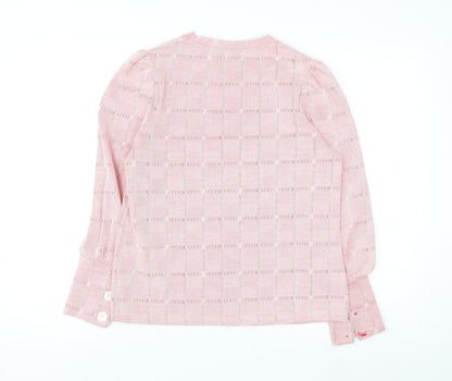 Savida Women's Pink Geometric Long Sleeve Blouse Size 12