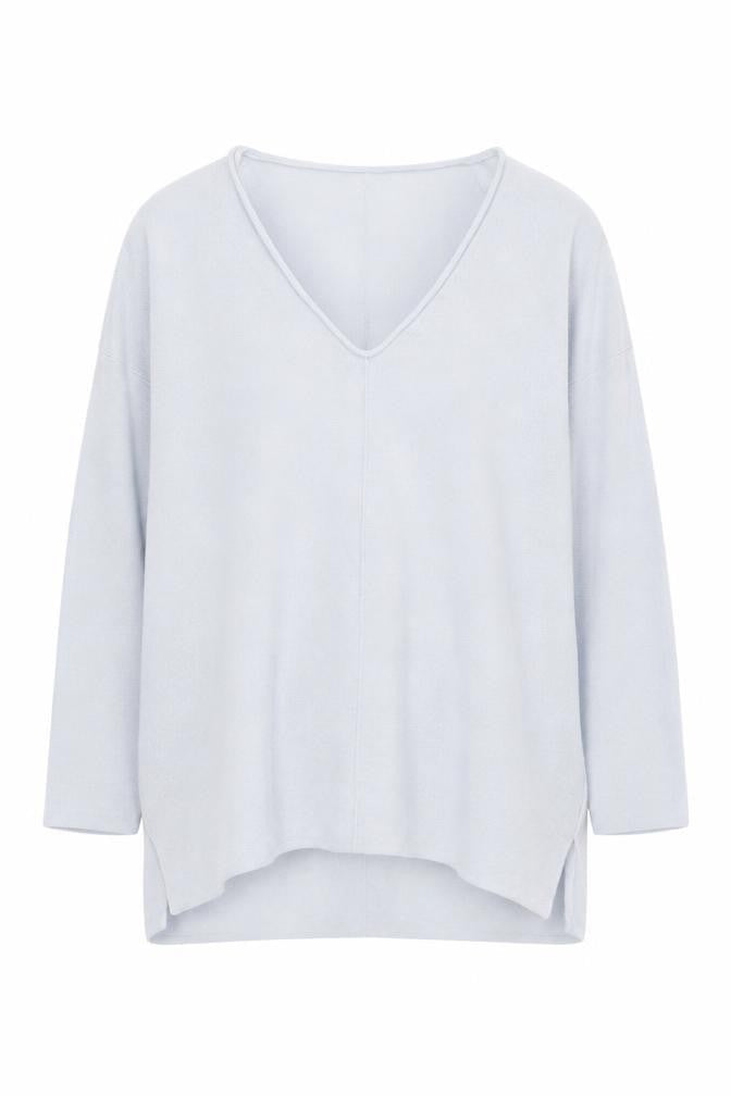 The White Company Women’s Grey Linen Blend V-Neck Long Sleeve Jumper L