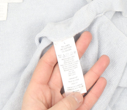The White Company Women’s Grey Linen Blend V-Neck Long Sleeve Jumper L