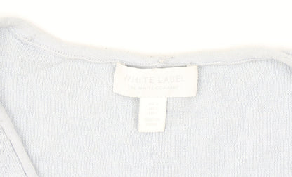 The White Company Women’s Grey Linen Blend V-Neck Long Sleeve Jumper L