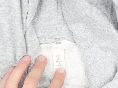 H&M Women Grey Harvard Pullover Hoodie Small Cotton Blend