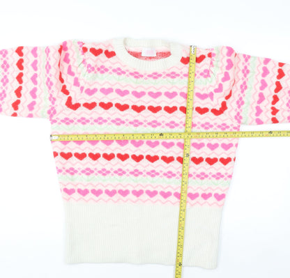 Savida Women’s Multicoloured Heart Knit Jumper Size 16 Pullover