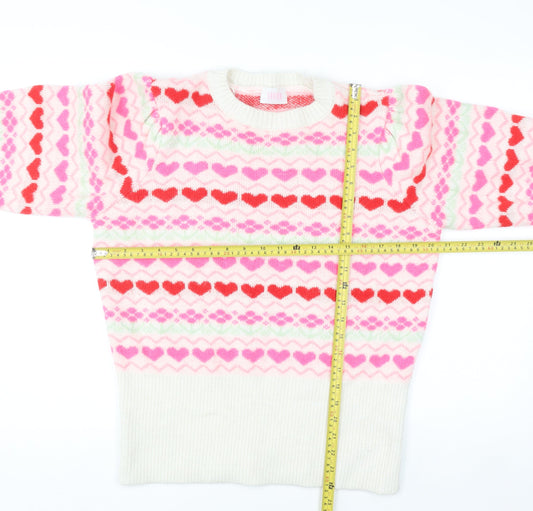 Savida Women’s Multicoloured Heart Knit Jumper Size 16 Pullover