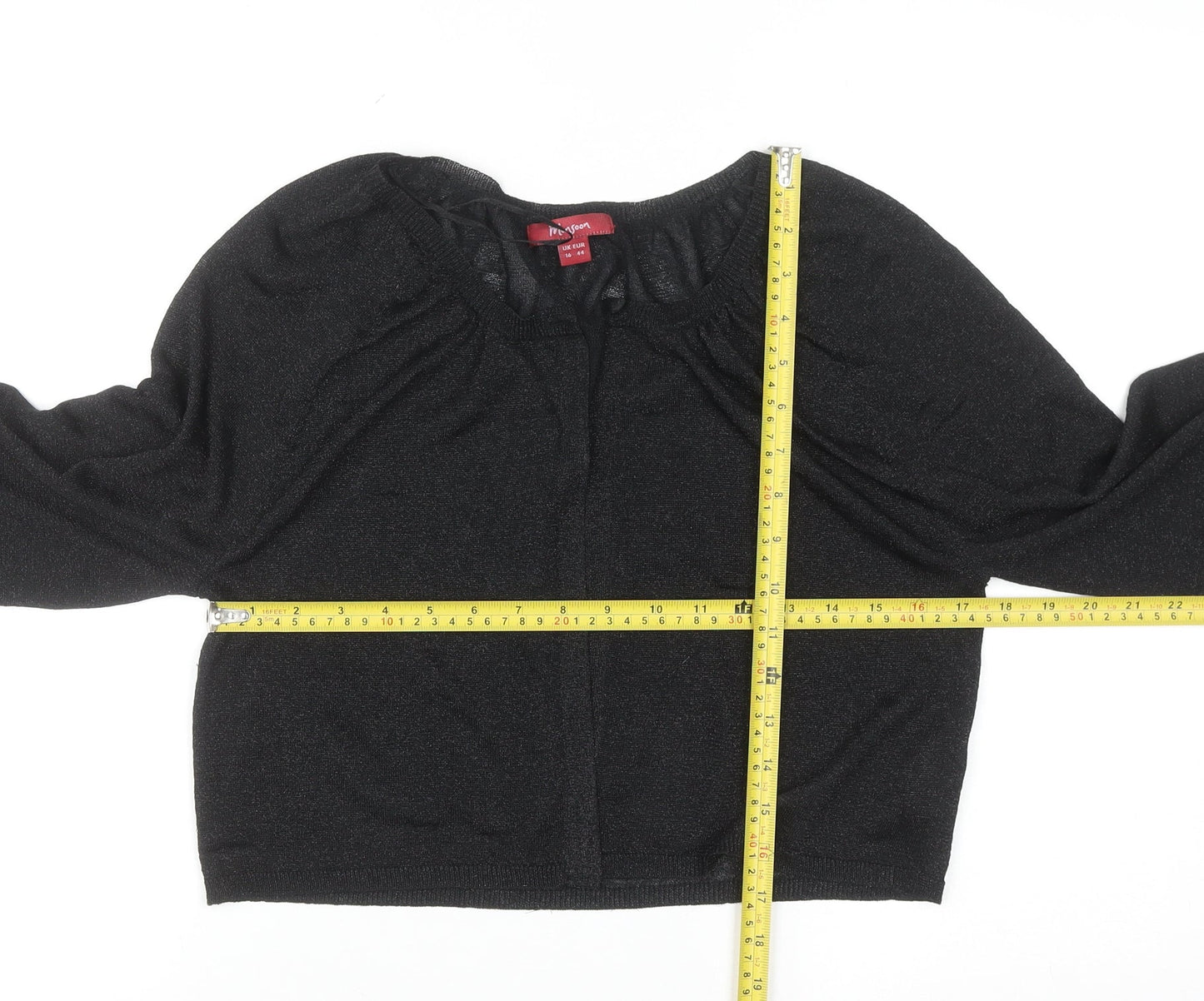 Monsoon Women Black Size 16 Shrug Knit 3/4 Sleeve Cardigan