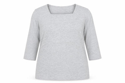 TIGI Womens Plus Grey 3/4 Sleeve Square Neck Pullover Jumper Size 22/24