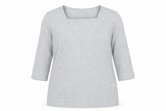 TIGI Womens Plus Grey 3/4 Sleeve Square Neck Pullover Jumper Size 22/24
