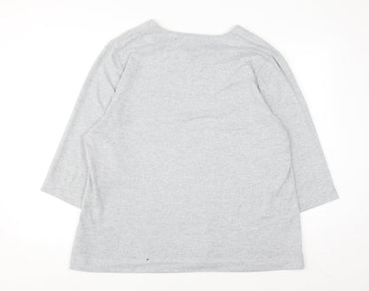 TIGI Womens Plus Grey 3/4 Sleeve Square Neck Pullover Jumper Size 22/24