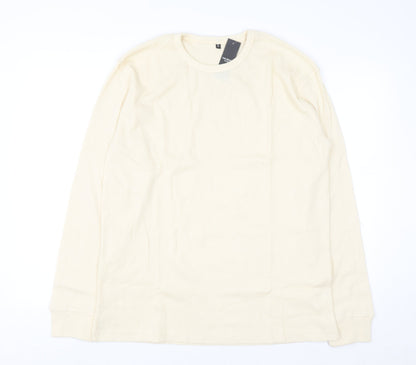 One Brand Apparel Men's Beige XL Waffle-Knit Pullover Jumper