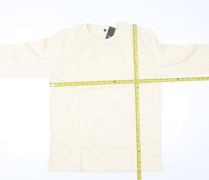 One Brand Apparel Men's Beige XL Waffle-Knit Pullover Jumper