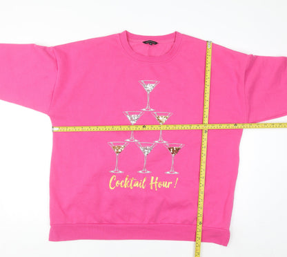 Peacocks Women Pink Sequin Cocktail Hour Sweatshirt XL