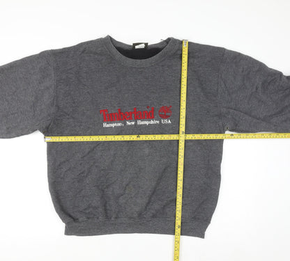 Timberland Mens Grey Pullover Sweatshirt L Vintage Embroidered USA