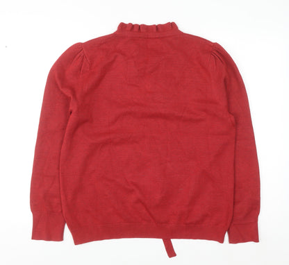Rowen Avenue Women's Red V-Neck Ruffle Tie Jumper XL
