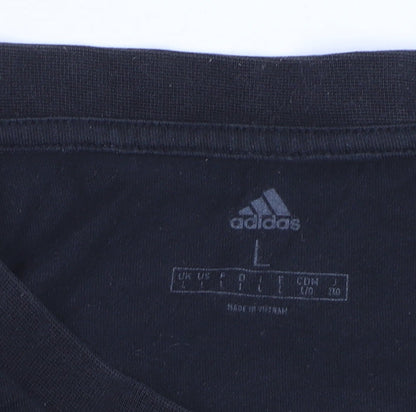adidas Men's Black L Graphic Print Sports Cotton T-Shirt