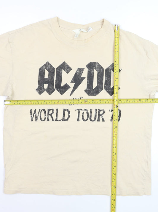 H&M Men Beige AC/DC Live World Tour '79 Band Graphic T-Shirt M