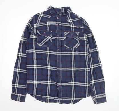 An Ambrose Brand Co. Men's Blue Plaid Long Sleeve Cotton Button-Up Shirt - Size M