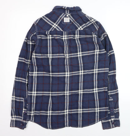 An Ambrose Brand Co. Men's Blue Plaid Long Sleeve Cotton Button-Up Shirt - Size M