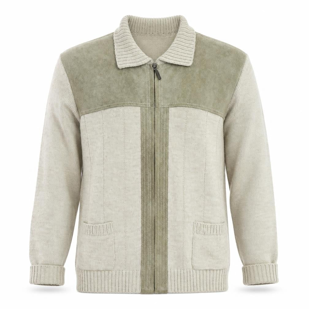 Marks and Spencer Men’s Beige Full Zip Collared Jumper L Wool Blend