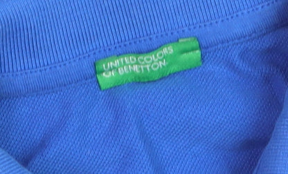 United Colors of Benetton Boys Blue 7-8 Years Cotton Polo Shirt