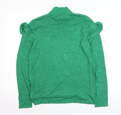 Savida Women's Green Mock Neck Ruffle Sleeve Pullover Jumper Size 12