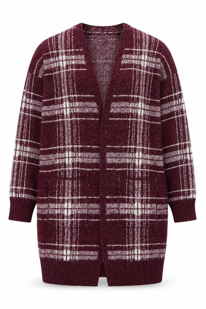 Marks & Spencer Women’s Purple Check Longline Cardigan Size M