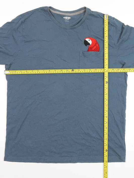Old Navy Men's Blue Parrot Pocket Graphic Cotton Blend T-Shirt L