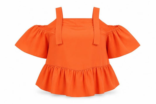 Atmosphere Women's Orange Cold Shoulder Ruffle Camisole Blouse Size 8