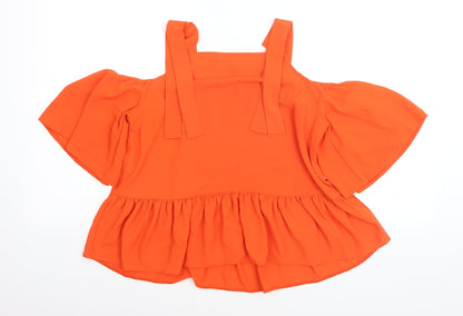 Atmosphere Women's Orange Cold Shoulder Ruffle Camisole Blouse Size 8
