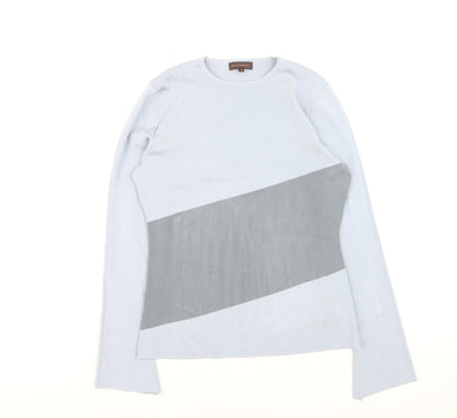 Adolfo Dominguez Women Grey Pullover Jumper Small Knit Long Sleeve