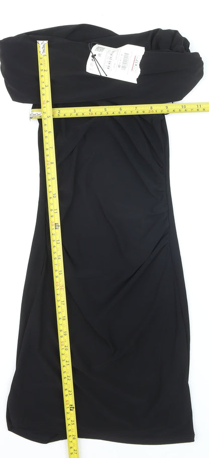 Pull&Bear Women’s Black Off Shoulder Bodycon Ruched Dress XS
