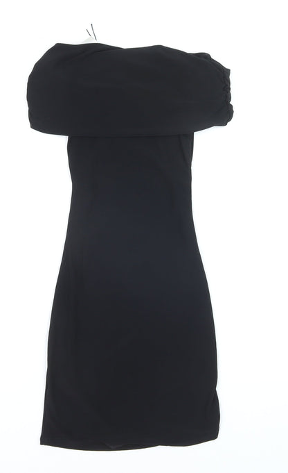 Pull&Bear Women’s Black Off Shoulder Bodycon Ruched Dress XS