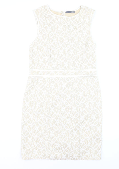 Atmosphere Women Beige Lace Sheath Dress Size 14