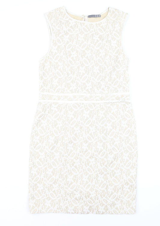 Atmosphere Women Beige Lace Sheath Dress Size 14